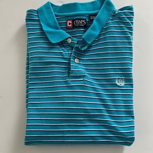 Chaps Turquoise Striped Short Sleeve Polo Shirt